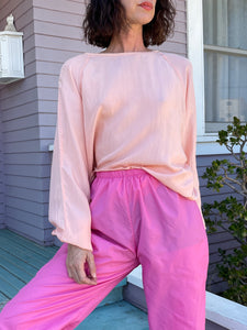 1980s Bubblegum Pink Silk Pullover Blouse