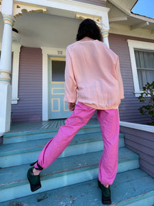 1980s Bubblegum Pink Silk Pullover Blouse