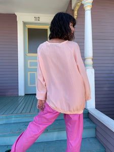 1980s Bubblegum Pink Silk Pullover Blouse