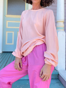 1980s Bubblegum Pink Silk Pullover Blouse