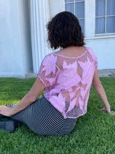 Load image into Gallery viewer, 1980s Floral Pink Net Blouse