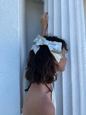 1980s Deadstock Oversized Silver Hair Bow