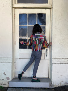Reworked 1980s Patchwork Print Tent Blouse