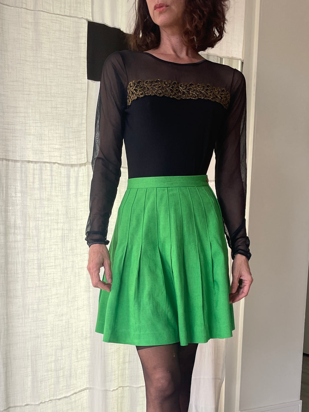 1980s Kelly Green Tennis Skirt