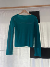 Load image into Gallery viewer, Vintage Sonia Rykiel Rhinestone Yoke Teal Wool Blouse
