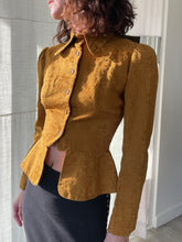 Load image into Gallery viewer, 1970s Brown Mustard Floral Brocade Peplum Jacket