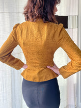 Load image into Gallery viewer, 1970s Brown Mustard Floral Brocade Peplum Jacket