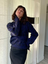 Load image into Gallery viewer, 1980s Neon Purple &amp; Grey Geometric Knit Pullover Sweater