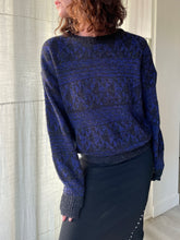 Load image into Gallery viewer, 1980s Neon Purple &amp; Grey Geometric Knit Pullover Sweater