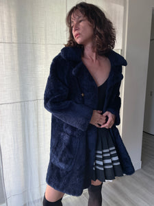 1960s Midnight Blue Teddy Bear Coat