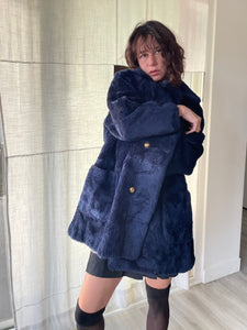 1960s Midnight Blue Teddy Bear Coat