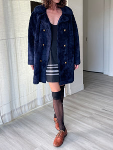 1960s Midnight Blue Teddy Bear Coat