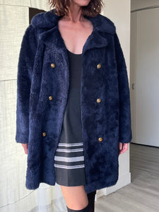 1960s Midnight Blue Teddy Bear Coat