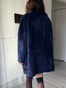 1960s Midnight Blue Teddy Bear Coat