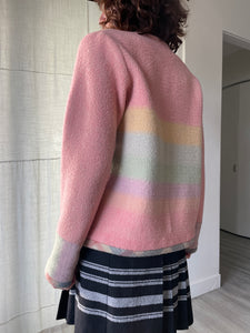 Pastel Gradient Wool Cropped Open Blanket Jacket