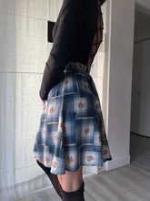Load image into Gallery viewer, 1990s Blue Floral Plaid Skater Tennis Skirt