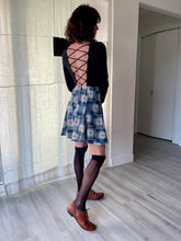 Load image into Gallery viewer, 1990s Blue Floral Plaid Skater Tennis Skirt