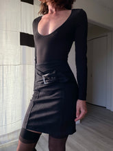Load image into Gallery viewer, 1990s Black Stretch Denim Belted Bodycon Skirt