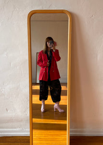 1980s Red Linen Double Breasted Blazer