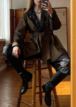 Load image into Gallery viewer, 1990s Brown Iridescent Sharkskin Open Trench Jacket