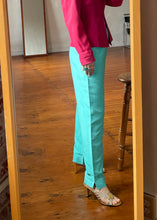 Load image into Gallery viewer, 1990s Aqua Blue Lined Silk Trousers