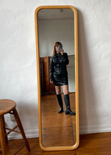 Load image into Gallery viewer, 1990s Wetlook Black Long Sleeve Collared Mini Dress w/ Snap Buttons
