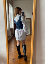 Load image into Gallery viewer, 1990s Denim Bustier Top w/ White Top Stitching