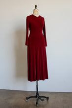 Load image into Gallery viewer, 1990s Maroon Stretch Nylon Long Sleeve Maxi Mock Neck Dress