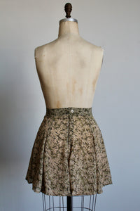 1990s Green Floral Print Tennis Skirt