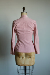 1980s Pink & White Polka Dot Blazer Jacket