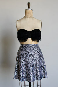 1990s Grey Satin Snakeskin Print Tennis Skirt