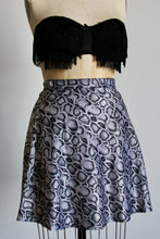 Load image into Gallery viewer, 1990s Grey Satin Snakeskin Print Tennis Skirt