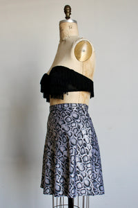 1990s Grey Satin Snakeskin Print Tennis Skirt