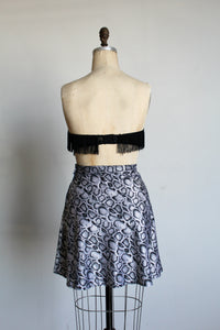 1990s Grey Satin Snakeskin Print Tennis Skirt