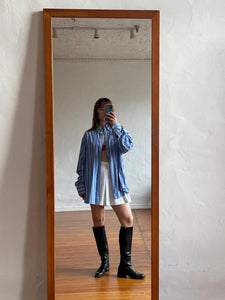 1980s Blue Striped Dress Shirt