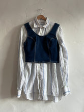 Load image into Gallery viewer, 1990s Denim Bustier Top w/ White Top Stitching