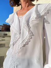 Load image into Gallery viewer, 1970s White Ruffle Lace Blouse