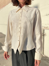 Load image into Gallery viewer, 1980s Ivory Silk Embroidered Button Down Blouse
