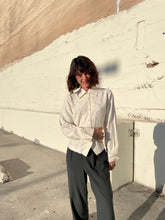 Load image into Gallery viewer, 1980s Ivory Silk Embroidered Button Down Blouse
