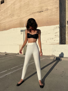 1980s White Spandex Stirrup Pants