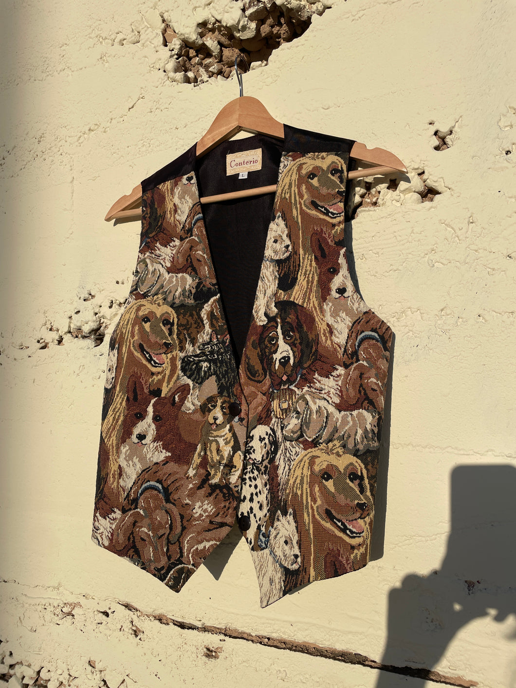 1990s Dog Gang Tapestry Vest w/ Tie Back