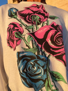 1980s Glitter Rose White Slouchy Raglan Sweatshirt