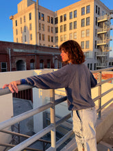 Load image into Gallery viewer, 1960s Heather Grey Blue Raglan Sportswear Sweatshirt w/ Striped Trim