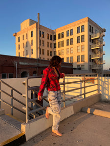 1980s Red Plaid Cropped Jacket