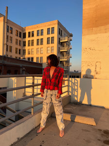 1980s Red Plaid Cropped Jacket