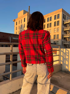 1980s Red Plaid Cropped Jacket