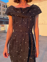 Load image into Gallery viewer, 1980s B&amp;W Cotton Polka Dot Wiggle Dress