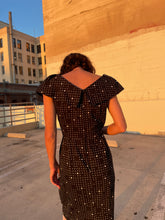 Load image into Gallery viewer, 1980s B&amp;W Cotton Polka Dot Wiggle Dress