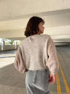 1980s Oatmeal Batwing Waffle Knit Wool Sweater