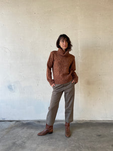 1990s Brown Autumnal Space Dyed Knit Turtleneck Pullover Sweater